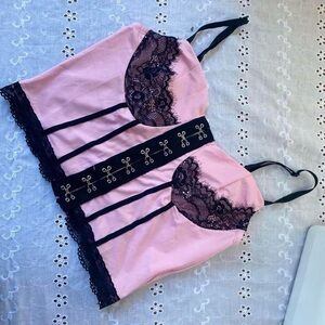 Elegant Pink Lace Trim Camisole